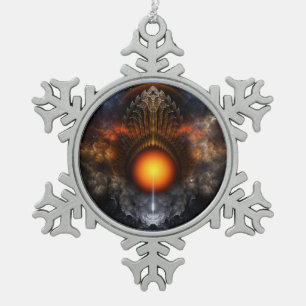 Dream Orb Fractal Art Pewter Snowflake Ornament