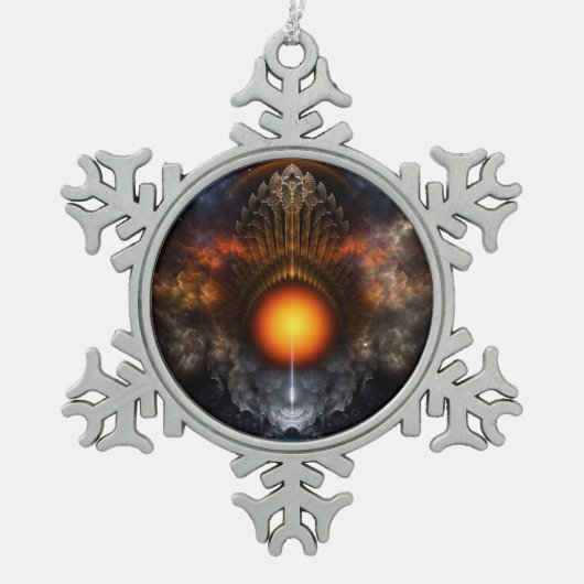 Dream Orb Fractal Art Pewter Snowflake Ornament (Voorkant)