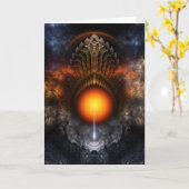 Dream Orb Fractal Art Wenskaart Kaart (Gele Bloem)