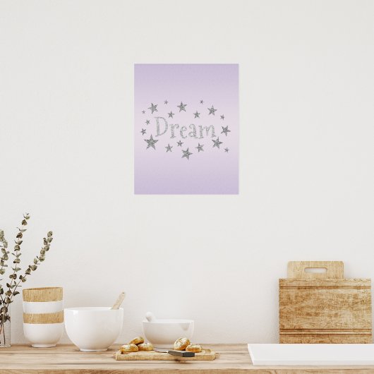 Dream Paars met Silver Glitter Poster (Keuken)