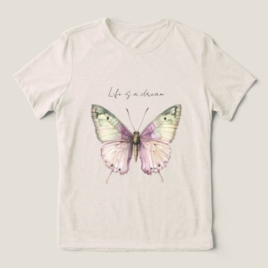 Dream Paarse Green Butterfly Tri-Blend Shirt (Design voorkant)