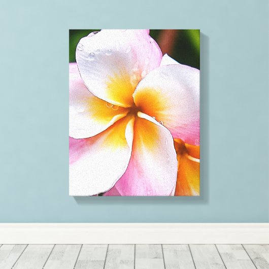 Dream Palette: franjipani flower Canvas Afdruk (Insitu (Houten vloer))