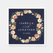 Dream Peach en Navy rustieke bruiloft gepersonalis Servet (Voorkant)