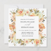 Dream Peach | Fancy voorjaar Floral Diamond Weddin Kaart (Voorkant)