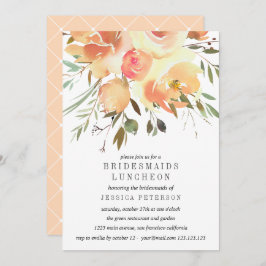 Dream Peach Flowers Bridesmaids Luncheon Weddensch Kaart