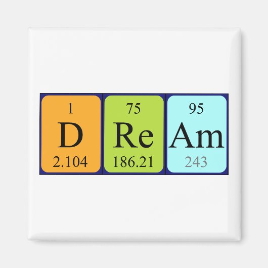 Dream periodieke table name magnet (Voorkant)