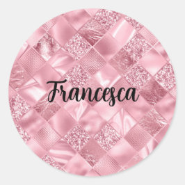 Dream Pink Diamonds met Faux Glitter en Folie Ronde Sticker