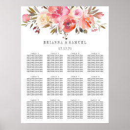 Dream Pink Floral Wedding Seating Chart Poster
