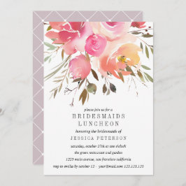 Dream Pink Flowers Bridesmaids Luncheon Weddenscha Kaart
