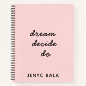 Dream Plan Do Blush Pink Script Design Notitieboek (Voorkant)