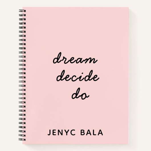 Dream Plan Do Blush Pink Script Design Notitieboek (Voorkant)