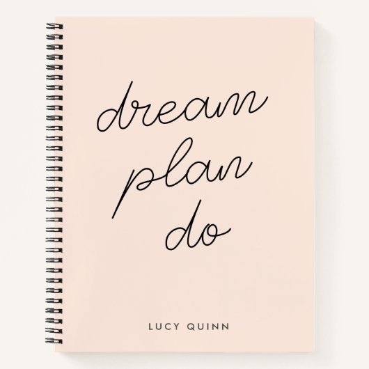 Dream Plan Do | Blush roze, modern, stijlvol scrip Notitieboek (Voorkant)
