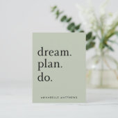 Dream Plan Do | Modern minimalistisch Sage Green Briefkaart (Staand voorkant)