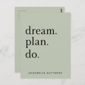Dream Plan Do | Modern minimalistisch Sage Green Briefkaart (Voorkant / Achterkant)