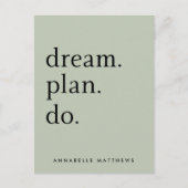 Dream Plan Do | Modern minimalistisch Sage Green Briefkaart (Voorkant)