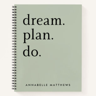 Dream Plan Do   Modern minimalistisch Sage Green Notitieboek