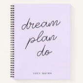 Dream Plan Doet het Lila Paarse Gematigde Feminine Notitieboek (Voorkant)