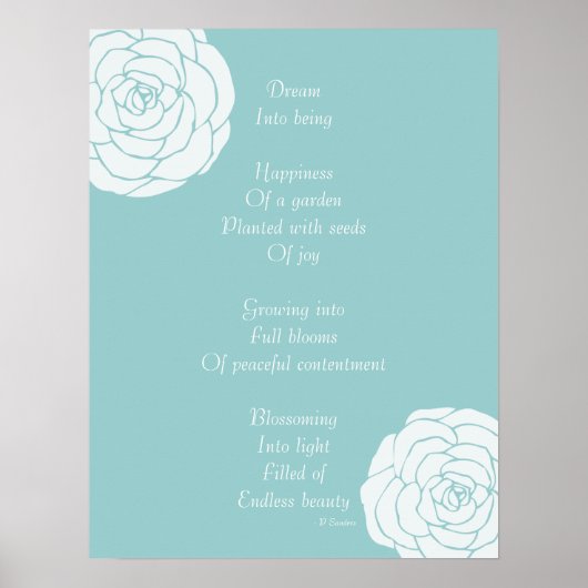 Dream Poem met witte rozen Poster (Voorkant)