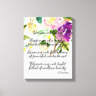 Dream Poem Waterverf Paarse Floral Canvas Afdruk