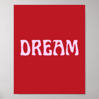 Dream Poster Wall Art in rood en roze