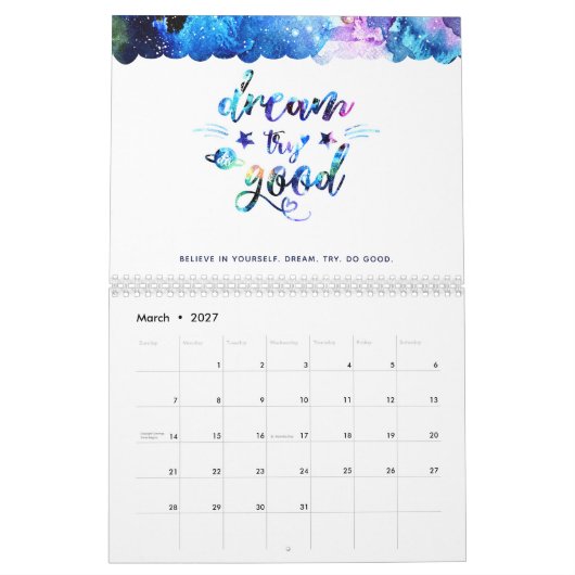 Dream. Probeer het. Doe goed. Kalender (Mar 2027)