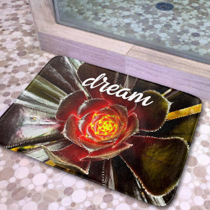 Dream Quote Zwart Sinaasappel Cactus Close-up Foto Badmat