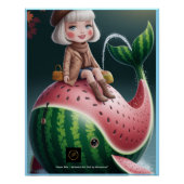 Dream Ride – Cute Girl on Watermelon Whale Fantasy Perfect Poster (Voorkant)