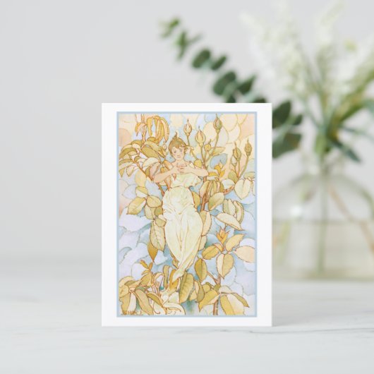 Dream Roos Buds Flower Fairy Briefkaart (Staand voorkant)