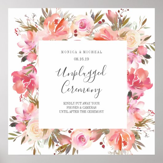 Dream roze Square Unplugged Wedding Ceremony Sign Poster (Voorkant)