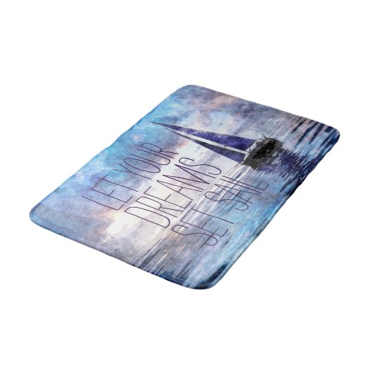 Dream Sail Inspirerend Quote Ocean Blue Sunset Badmat (Gekanteld)