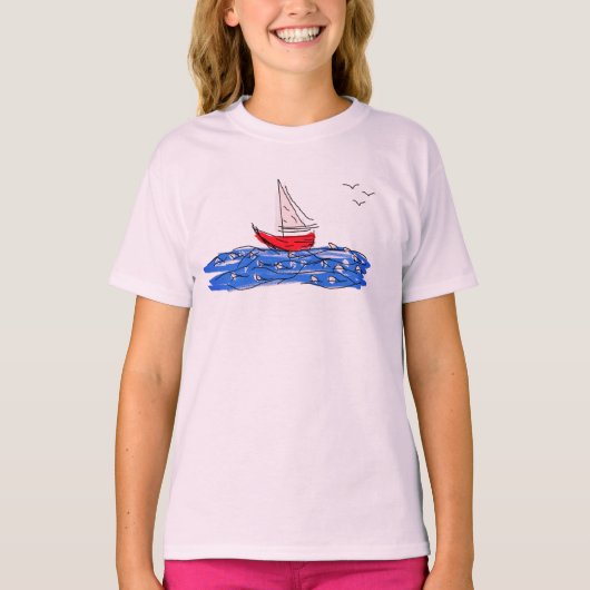 Dream Sail Live Zee Boat Seagull Long Hoeve Shirt (Voorkant)