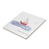 Dream Sail Live Zee Boat Seagull Sketch Tegeltje (Zijkant)