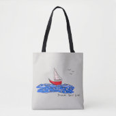 Dream Sail Live Zee Boat Seagulls Schets Canvas ta Tote Bag (Voorkant)