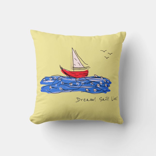 Dream Sail Live Zee Boat Seagulls Sierkussen (Voorkant)