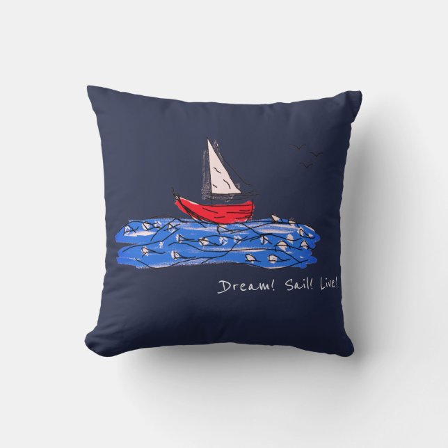 Dream Sail Live Zee Boat Seagulls Sierkussen (Voorkant)