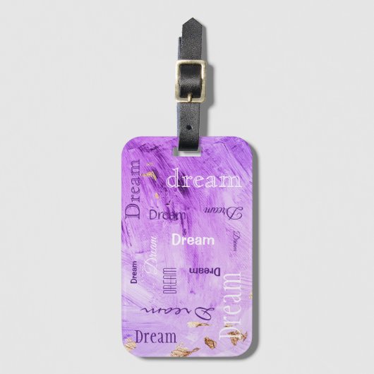 Dream Script Paars Gold Waterverf Bagagelabel (Voorkant (verticaal))
