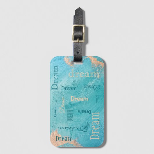 Dream Script Turquoise Gold-Waterverf Bagagelabel (Voorkant (verticaal))