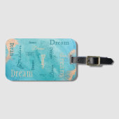 Dream Script Turquoise Gold-Waterverf Bagagelabel (Voorkant (horizontaal))
