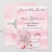 Dream Shore Beach Anjer Roze Save the Date (Voorkant / Achterkant)