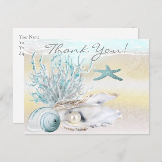 Dream Shore Beach Blauwgroen Bedankt Briefkaart (Voorkant / Achterkant)