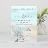 Dream Shore Beach Blauwgroen Weddenschap Save the  Save The Date (Staand voorkant)