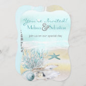 Dream Shore Beach Blauwgroen Wedding Invite Kaart (Voorkant / Achterkant)