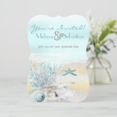 Dream Shore Beach Blauwgroen Wedding Invite Kaart (Staand voorkant)