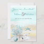 Dream Shore Beach Blauwgroen Wedding Invite Kaart (Voorkant)