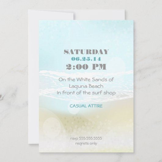 Dream Shore Beach Blauwgroen Wedding Invite Kaart (Achterkant)
