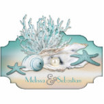 Dream Shore Beach Blauwgroen Wedding Table Sculptu Staand Fotobeeldje<br><div class="desc"></div>