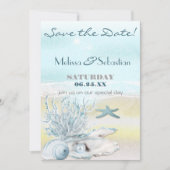 Dream Shore Beach Blue Weddenschap Save the Date (Voorkant)