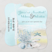 Dream Shore Beach Blue Wedding Invite Kaart (Voorkant / Achterkant)