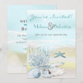 Dream Shore Beach Blue Wedding Invite Kaart (Voorkant / Achterkant)