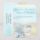 Dream Shore Beach Blue Wedding Invite Kaart (Voorkant / Achterkant)